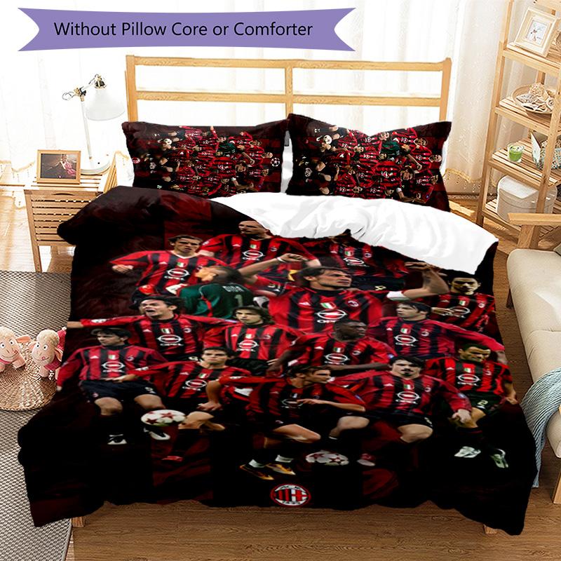 3pcs A-AC Milan Design Cover Set - HD Printed Bedding with 1 Cover and 2 Pillowcases - Perfect for Home and Dorm Decor