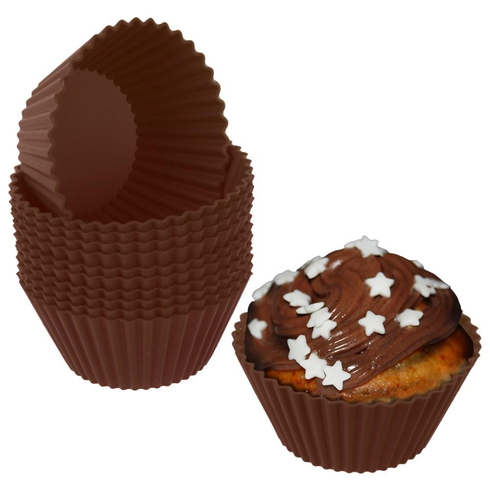 Foremki do muffinek na babeczki muffinki papilotki silikonowe brązowe 12 sztuk 5.5cm ORION 151757