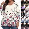 Womens Plus Size Tops Long Sleeve Shirts V Neck Casual Clothing Clothes Printed Tops
