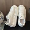 Platform White Shoes Women's Shoes 2025 Autumn New Versatile Sports and Leisure Shoes Heightening Lace-up Lightweight Lace-up Board Shoes