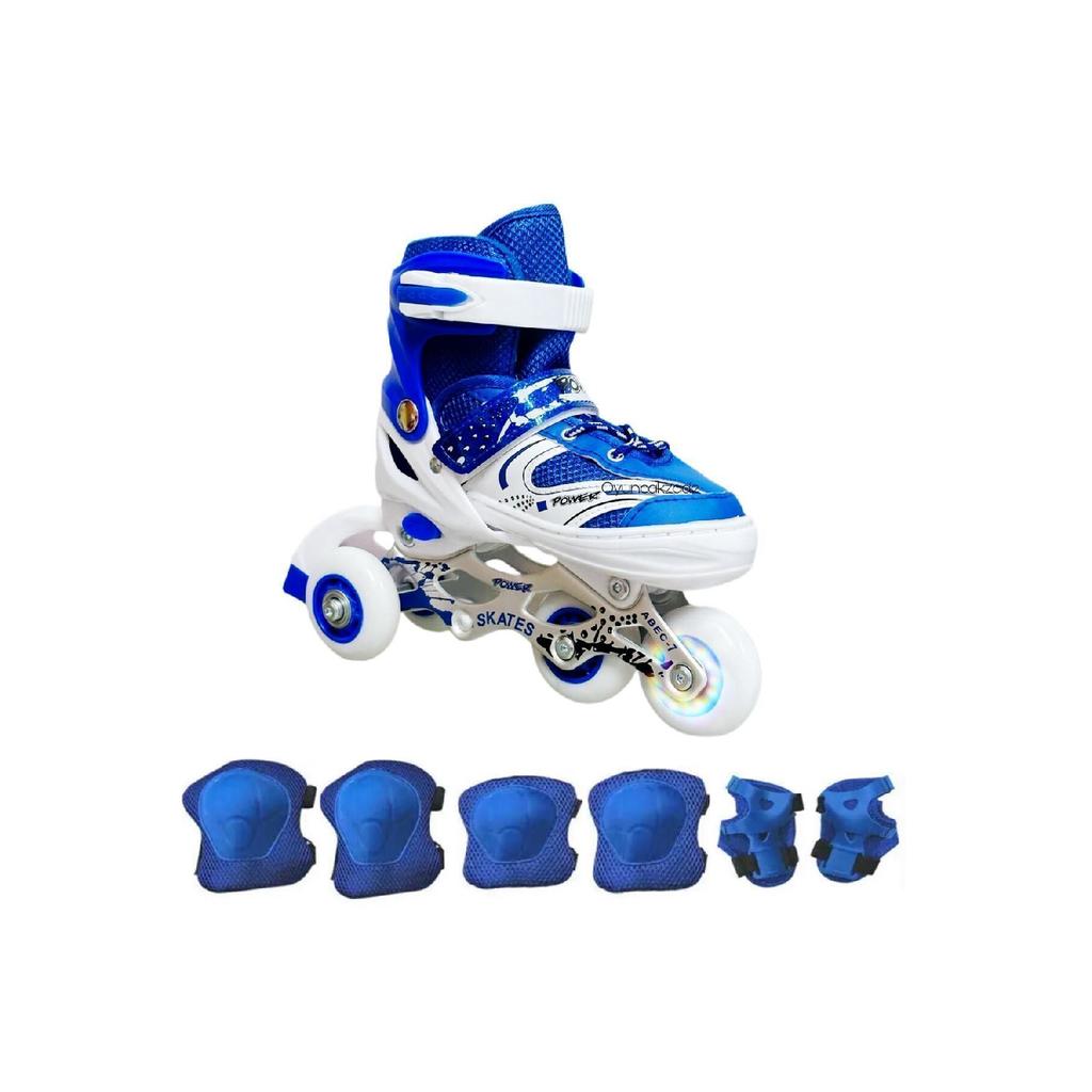 Регулируемые коньки 2 в 1 с подсветкой, металлическое тело, сумка для катания на коньках, наколенник, подарок, один светодиодный подарок