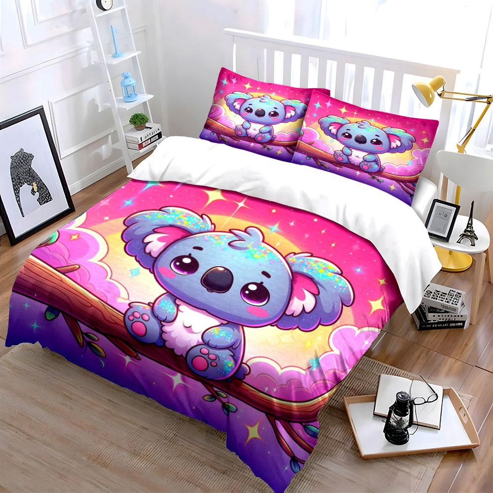 Cute Glitter Koala Bedding Set Bedding Duvet Cover Set Duvet Cover Pillowcases (1 * Duvet Cover 2 * Pillowcases, without duvet insert)