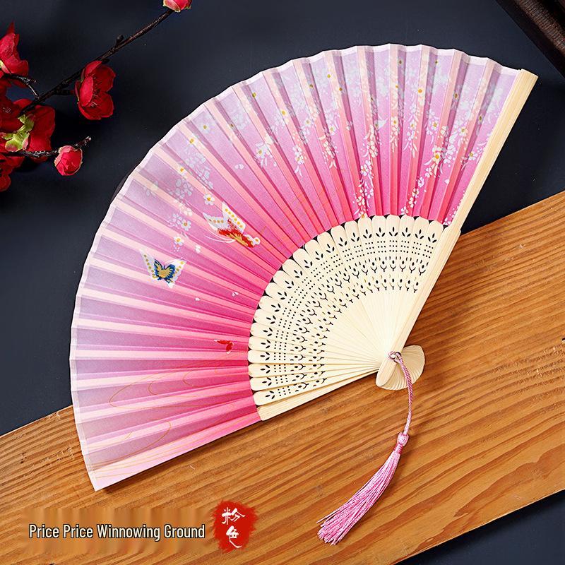 Традиционный китайский складной веер для женщин и детей - Портативный, маленький, идеально подходит для ханьфу, ципао, танцев и использования летом