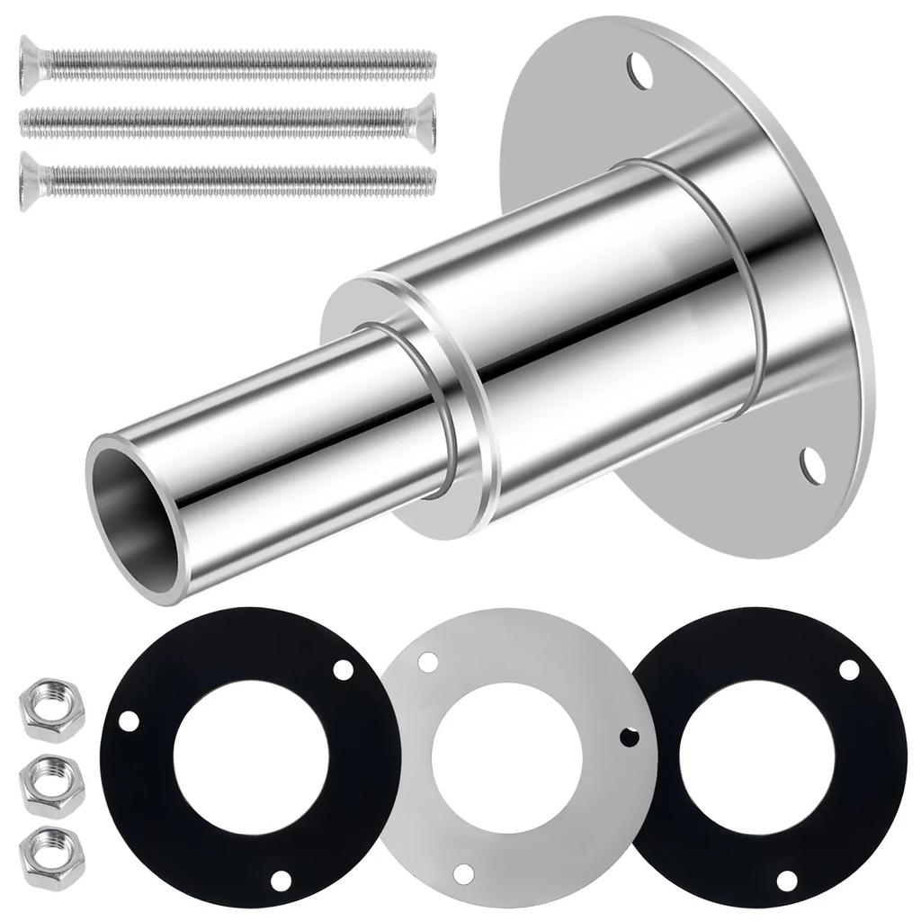 Straight Thru Hull Exhaust Skins Fitting for Marine Car 24mm Inner Diameter Tube Pipe 316 Stainless Steel Thru Hull Exhaust Skin
