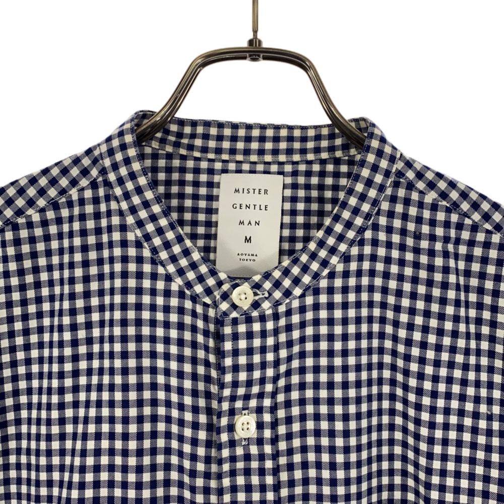 Mr.GENTLEMAN сделано в Японии Рубашка с коротким рукавом, воротником-стойкой и клетчатым узором M Мужская Б/У