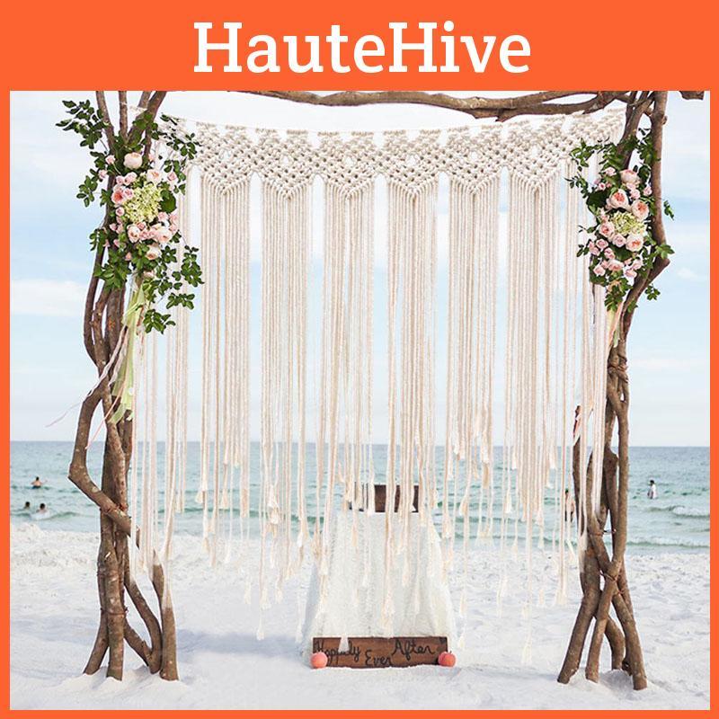 Потрясающий макраме фон занавес подвесной бохо свадебный подвес для элегантного домашнего декора