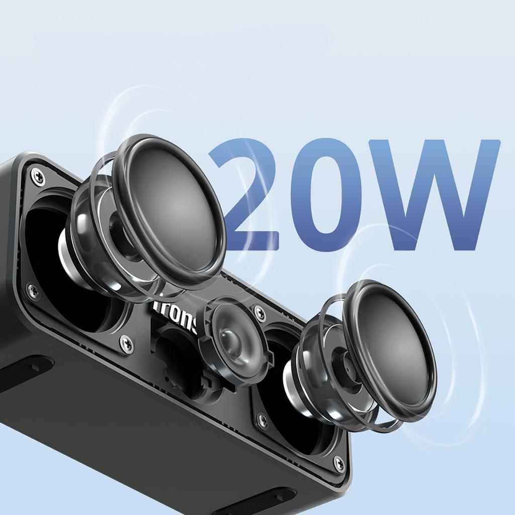 Tronsmart Element T2 Plus 20W Bluetooth Speaker, Wireless Black, Enhanced Bluetooth 5.3 Sound
