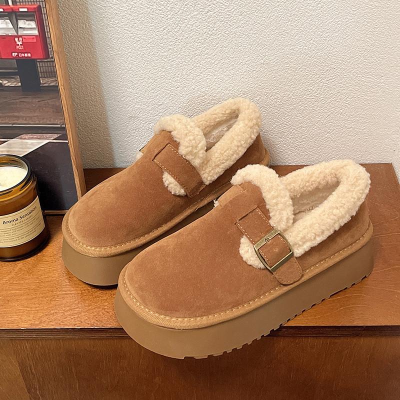 Winter Women Cotton Shoes With Thick Heel And Sole For Daily Comfort