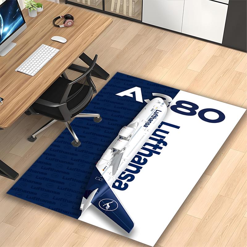 1pc Area Rug Appropriate for Office, Lufthansa Airplane Graphic Carpet, Versatile Printed Chair Rug, Durable Home Sofa Carpet