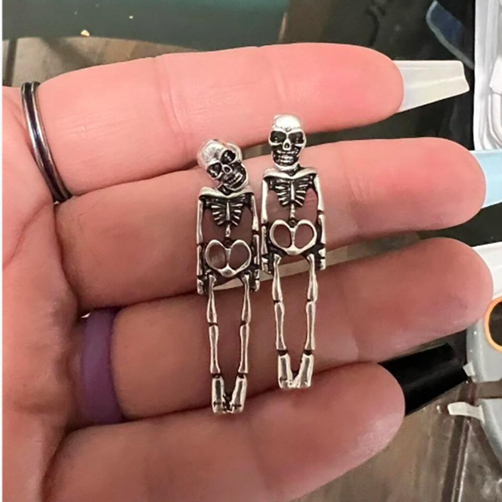 Zinc Zinc Alloy Halloween Earrings Hip Hop Imitation Human Bone Earrings Aesthetic Skeleton Earrings Party