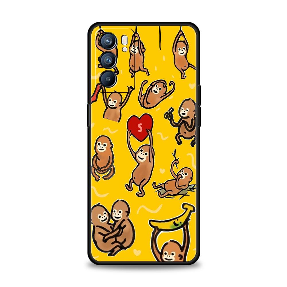 Чехол для телефона с обезьяной и бананом для Oppo A17 A31 A54 A57 A78 A79 A98 Find X5 X6 Reno 6 7 8 10 11 12 13 F Pro 5G Мягкий ТПУ Чехол Сумки