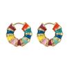 Korean Macaron Rainbow Drip Glaze Earrings Premium Summer Brass 14K Plated Real Gold Ear Buckle Earrings, Wholesale