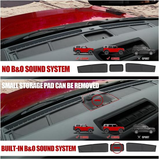 Mabett Car Dash Non-Slip Rubber Pad 3 PCS For Ford Bronco Accessories 2024, Non-Slip Shock Proof Dashboard Mat Fit Bronco 2/4-Door, Car Interior