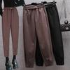 2024 Новые Осенние Зимние Женские Брюки Плюс Размера Шаровары Свободные Повседневные Толстые Хлопковые Длинные Брюки Твердые
