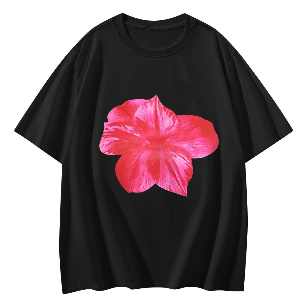 Женская повседневная футболка с принтом, пуловер с круглым вырезом, топ с короткими рукавами