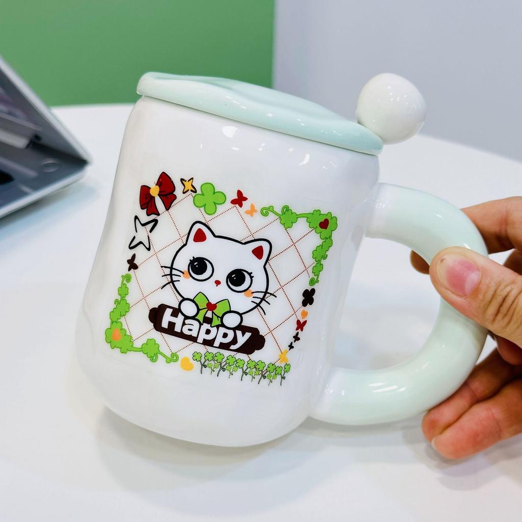 Opening Gift Box Set for Girls Ceramic Cup High Value Household Water Cup Cartoon Mug Cup Souvenir Gift