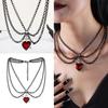 Gothic Necklace Women Halloween Necklace Black Moon Pendant with Multilayer Metal Chains Beads Bat Choker Necklace for Cosplay Costume Party