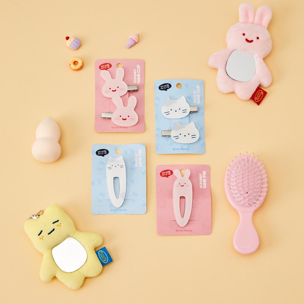 Cute Milk Cat Hair Clip 2P White_FA2424057