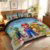 Super Mario Pattern Bedding Quilt Set Quilt Cover Pillowcase Home Birthday Gift(1 * duvet cover + 2 * pillowcase, without core)