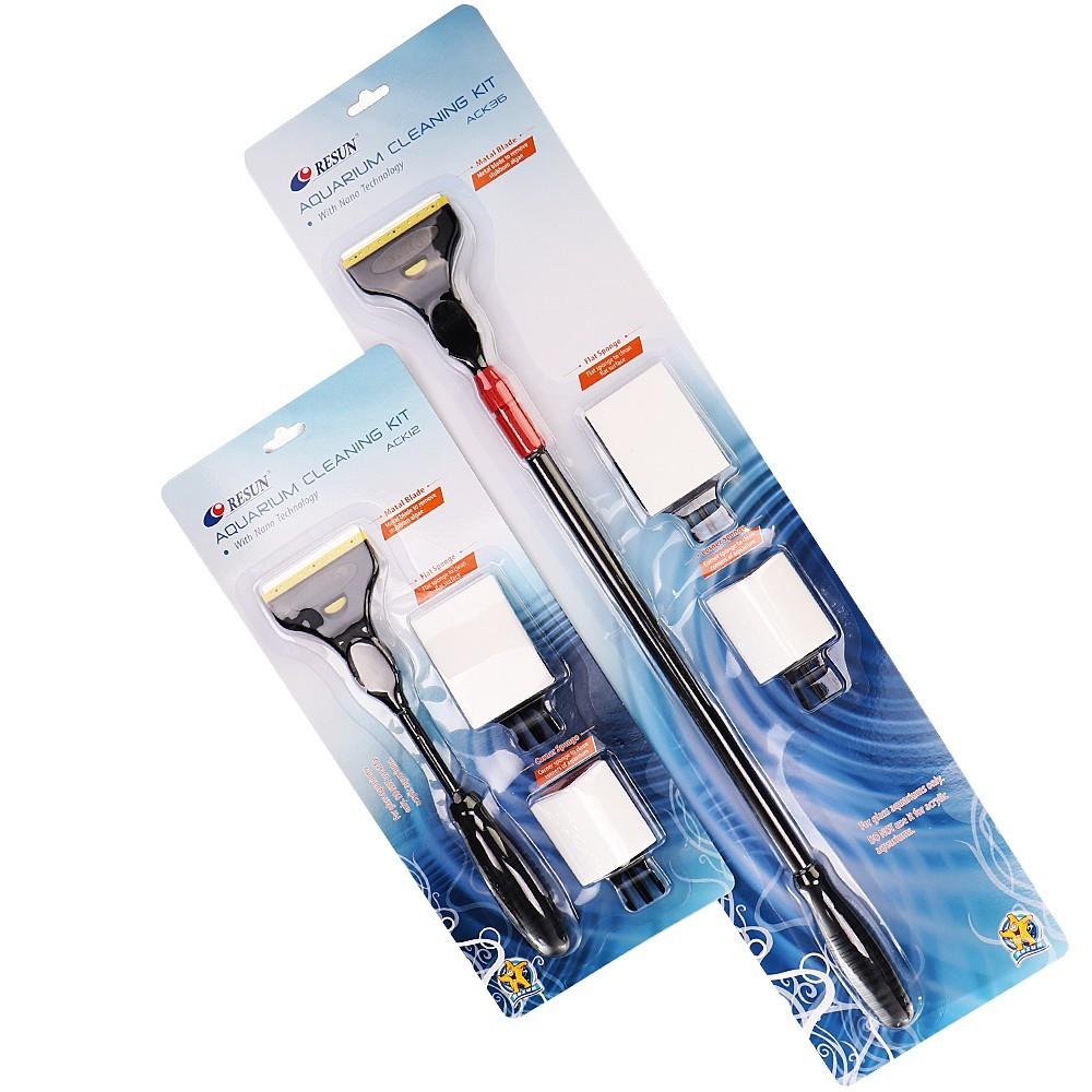 3-in-1 Aquarium Glass Cleaner Scraper 60-90cm Telescopic Sponge