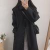 2024 Autumn/Winter Women's Knee-Length Thickened Wool Coat, Loose Slim Fit, Korean Style, Plus Size Available