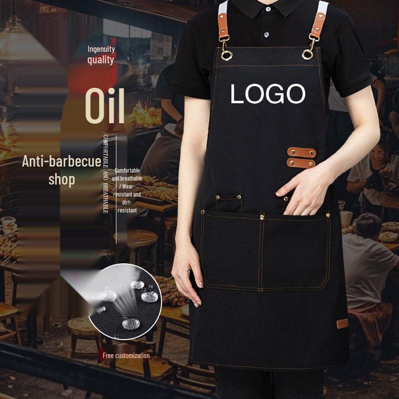 Waterproof & Stain-Resistant Barbecue Apron with Custom Logo Embroidery for Catering and Restaurants