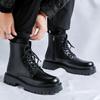2024 Модные Ретро Мужские Кожаные Ботинки Байкеры На Шнуровке Высокое Качество Уличные Нескользящие Зимние Повседневные Все-сочетаемые Деловые Мужские Ботинки