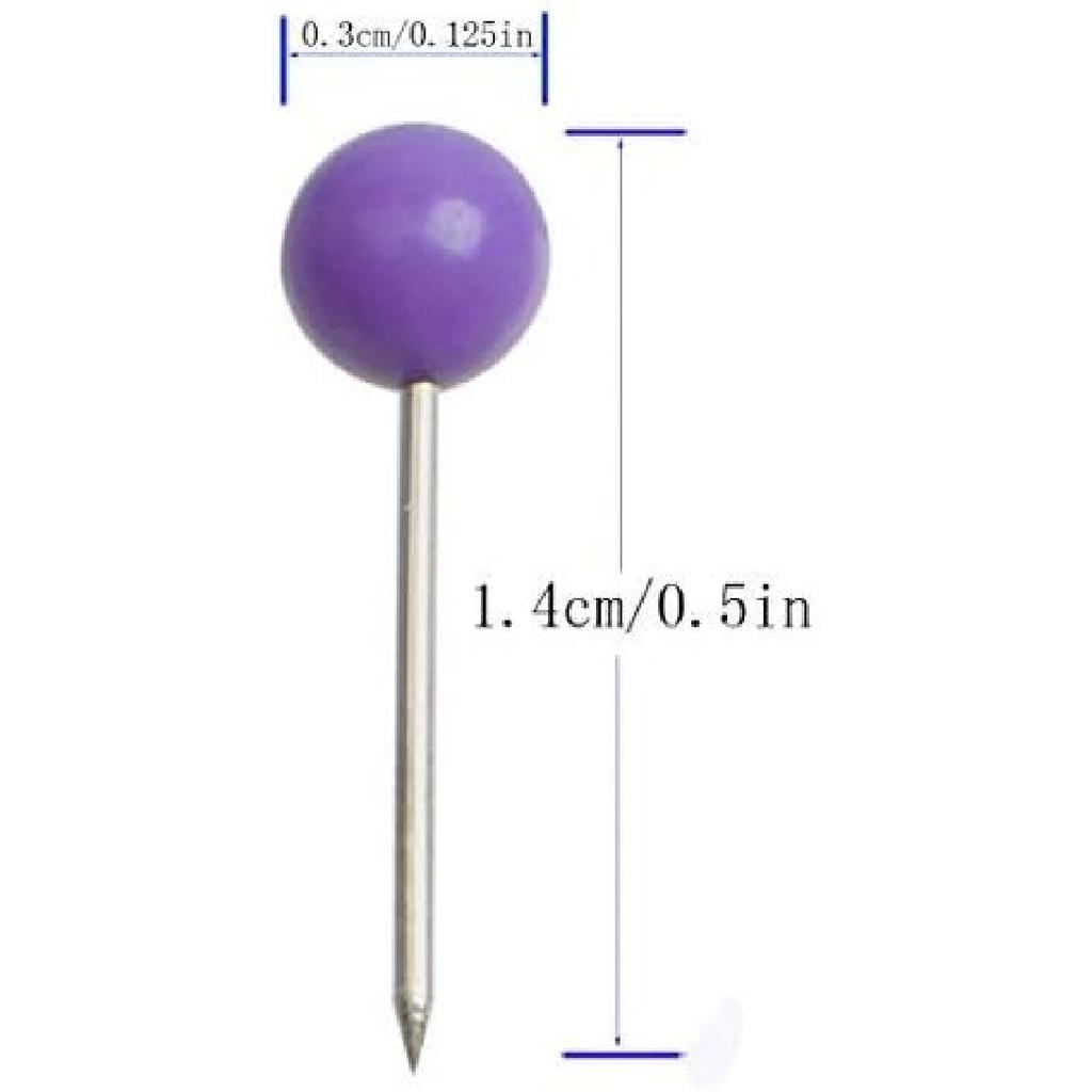 200Pcs 1/8 Inch Map Tacks (Purple)