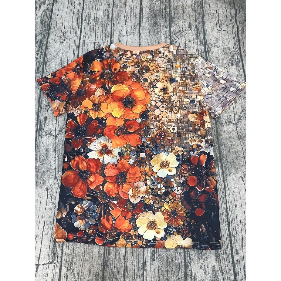 Женская футболка с принтом в виде бабочки и цветов - Удобная футболка с коротким рукавом и круглым вырезом, модная 3D-печать