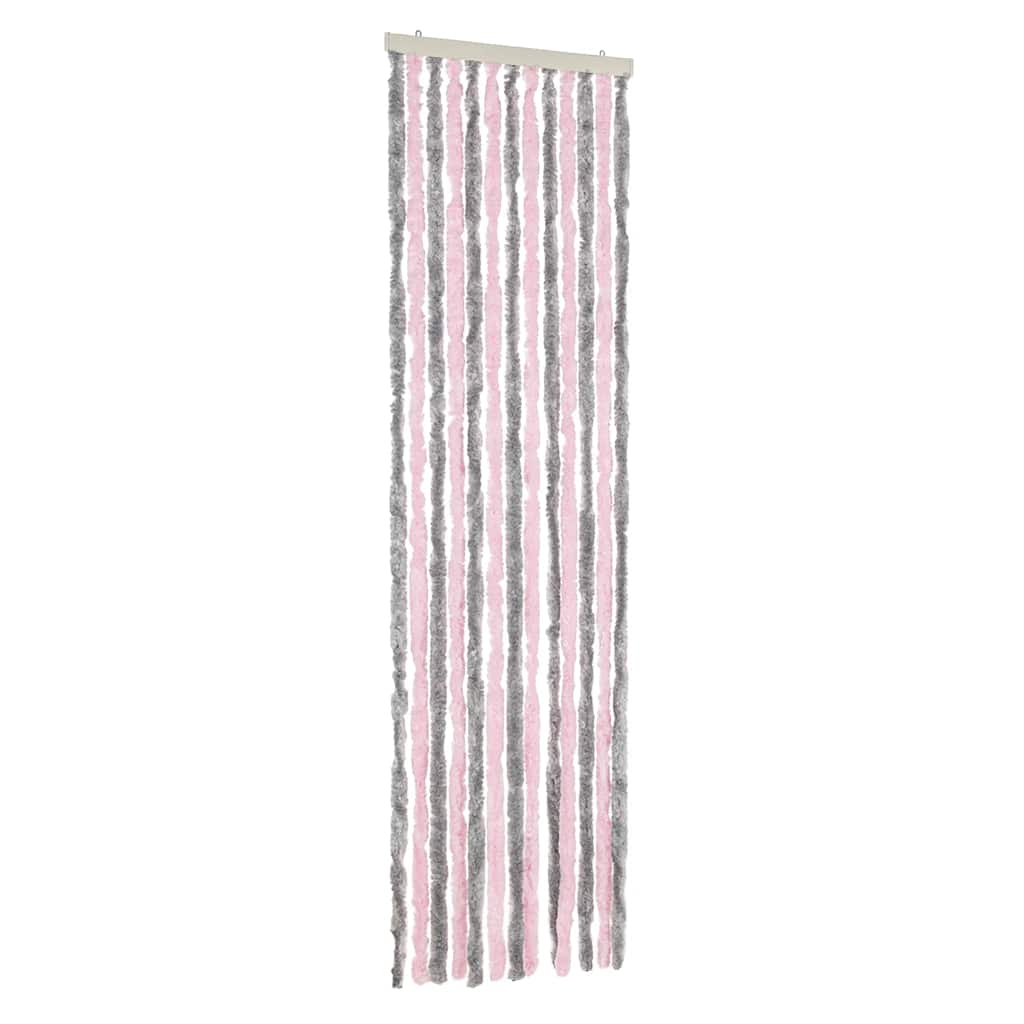 Fly Screen Curtain in Silver Gray and Pink 56 x 200 cm Chenille