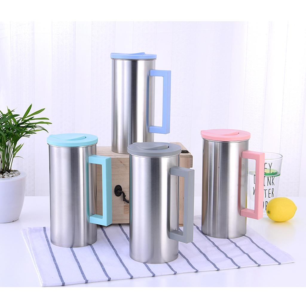1.8 Liter Large Stainless Steel Water Pitcher Jug Drinks Juice Beverage Jugs for Home Kitchen Shop Cafe Office Use