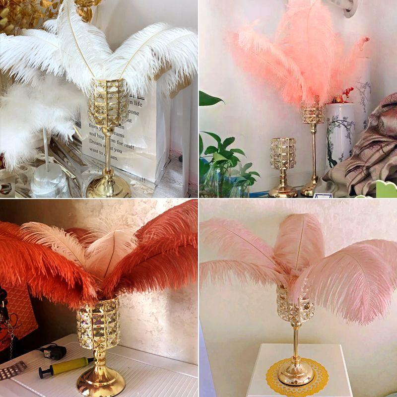 Скандинавские украшения для подсвечников, роскошные хрустальные украшения для гостиной, золотистого света, романтический подсвечник с перьями, новый продукт