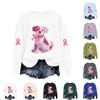 Breast  Sweatshirts For WomenRibbon Breast  Shirt Cute Dog Graphic  Long Sleeve Tops
