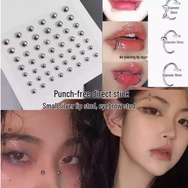 Титановая сталь стикер для пирсинга губы: Трендовое кольцо-имитация пирсинга для мужчин и женщин - Крутой дискотечный ювелирный аксессуар