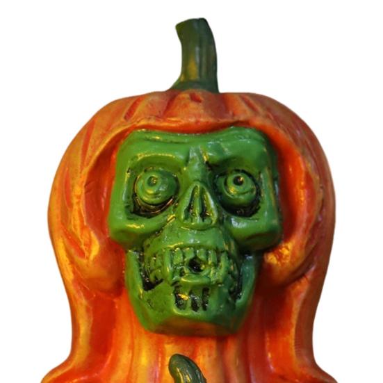 Halloween Pumpkin Ghost Statue Cartoon Skeleton Pumpkin Man Resin Figurine Sculpture Holiday Party Desktop Decoration Ornament