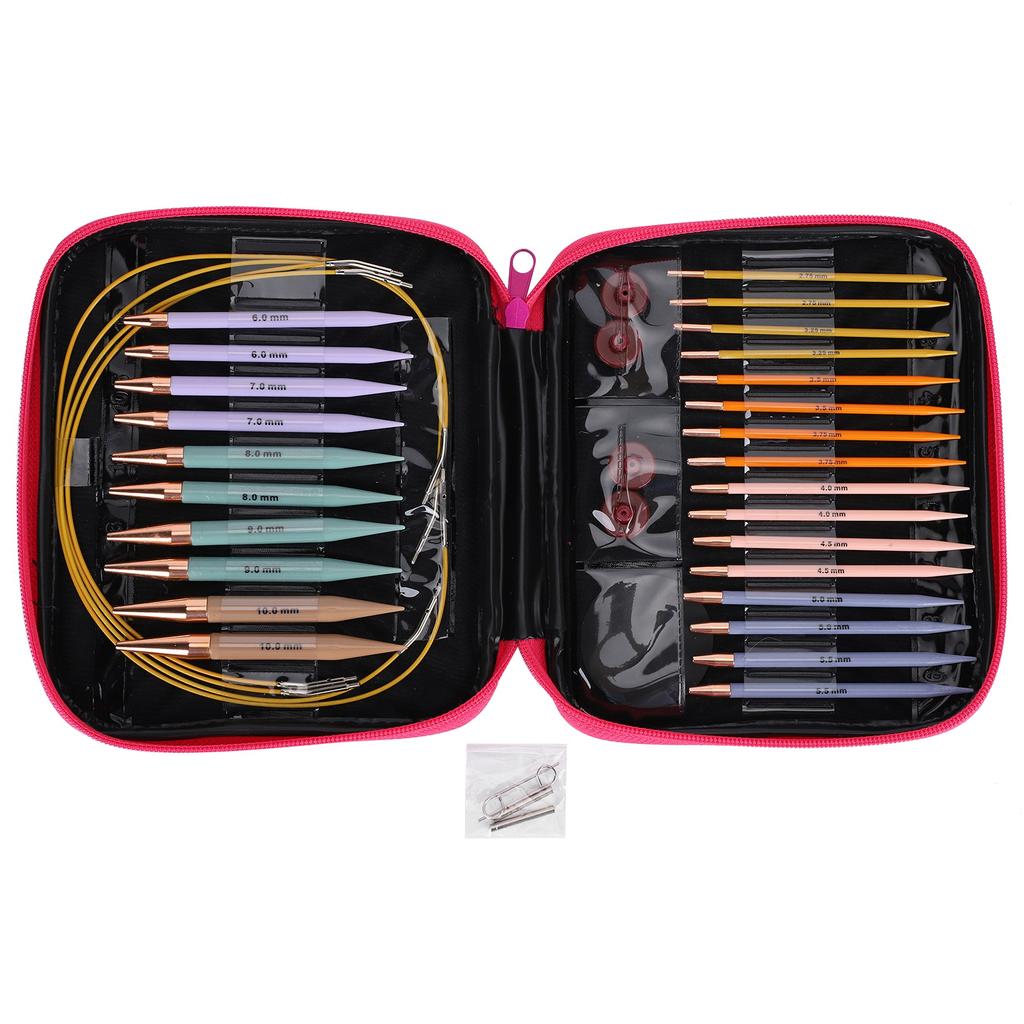 13 Pairs Interchangeable Knitting Needles Set, Different Sizes Circular Knitting Needles