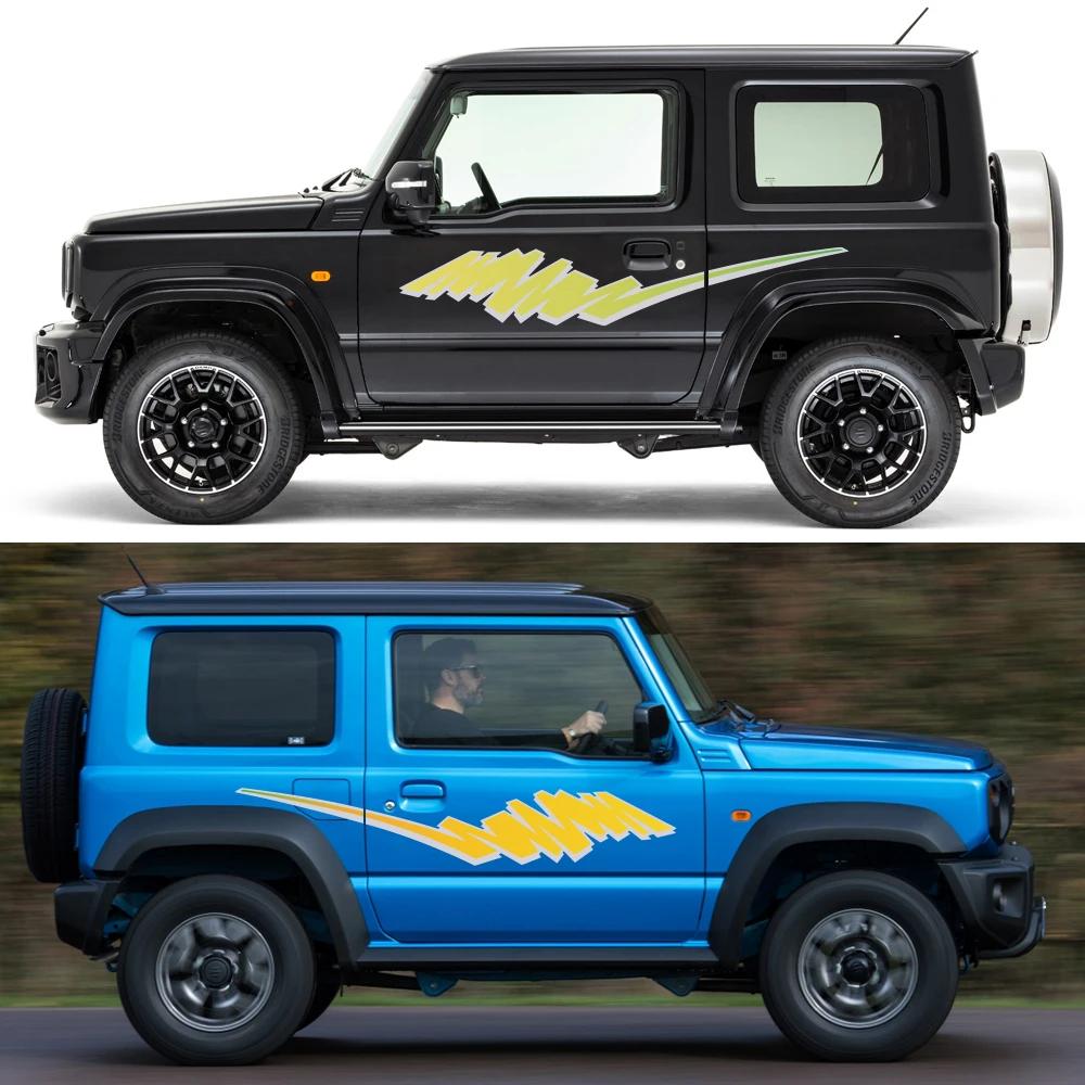 2 шт. Для SUZUKI JIMNY JB64W JB74W Боковые Наклейки на Дверь Автомобиля Комплект Декалей Полосы на Кузов Водонепроницаемая Виниловая Пленка Автоаксессуары для Экстерьера