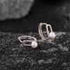 ANENJERY Geometric Simulated-pearl Hollow Oval Hoop Earrings Women's New Simple Fashion Versatile Personalized Exquisite Earrings