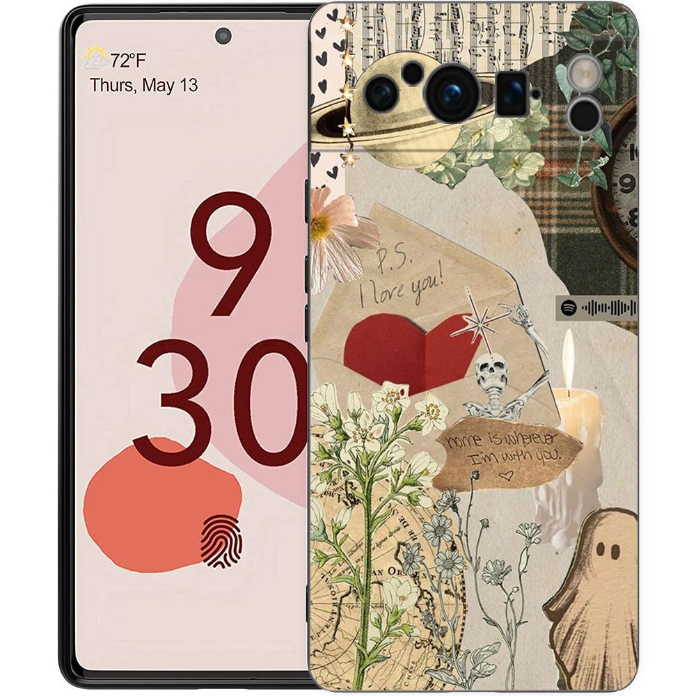 Чехол для телефона Google Pixel 8 A 7 6 Pro 6A 5G, черный, мягкий противоударный чехол, силиконовый чехол из ТПУ, милый маленький призрак