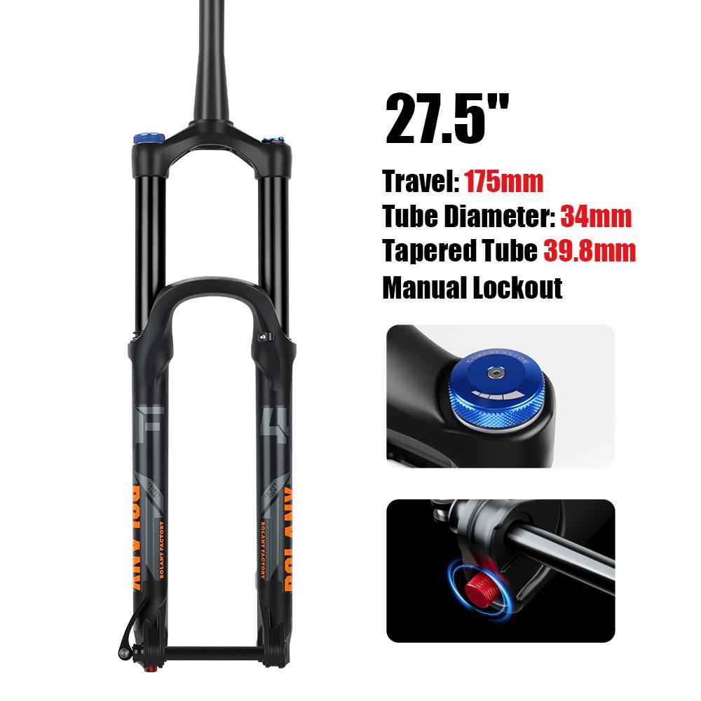BOLANY 27.5/29 дюймов MTB BOOST Велосипедная вилка 160мм/175мм Ход Сквозная ось 15x110мм Регулировка отскока Для DH AM Амортизационная вилка