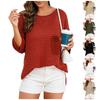 Women's Solid Color Fashionable Wool Round Neck Loose Pullover Sweater T-sleeve Top