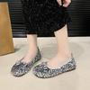 Sequin Cloth Soft Sole Single Shoes Women's Fashion Round Toe Shallow Mouth Bow Non-Slip Wear-Resistant Flats