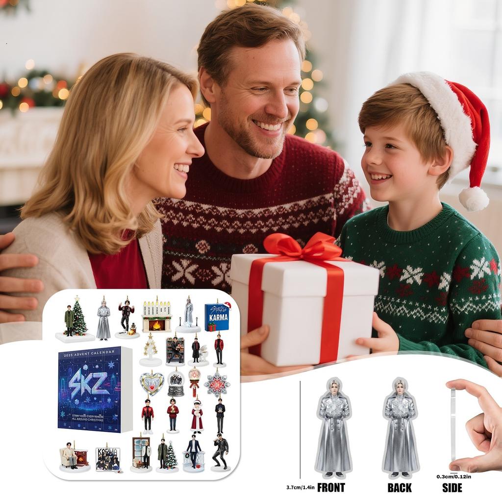 2025 Advent Calendar, 24 Days Christmas Advent Countdown Calendar With 24 Pcs Ornaments, Chill Daily Surprises, 2D Acrylic Ornaments Christmas Decor