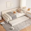 Daybed 90x200cm, Daybed with Pull-out Bed, Sofa Bed, Single Bed (No Mattress), Minimalist Styling, Beige, Gray