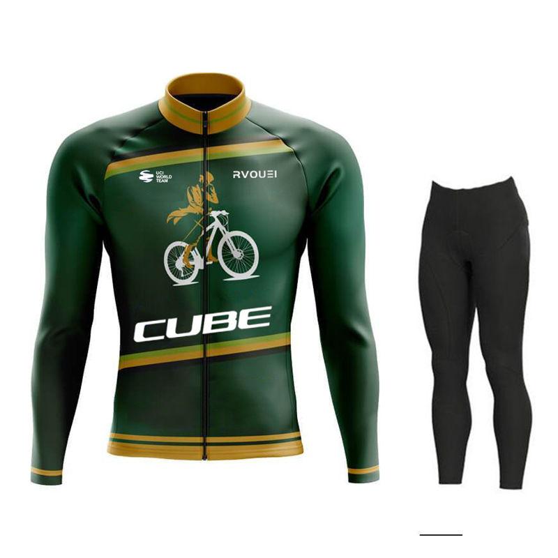 2026 Autumn Breathable Cycling Suit Set Rvouei Cube Team Long Sleeve Men MTB Bike Clothing Autumn Bicycle Clothes Maillot Ropa Ciclismo