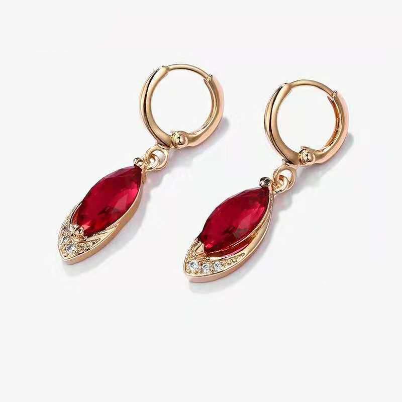 14k Rose Gold Origin Ruby Drop Earring For Women Aros Mujer Oreja Natural Ruby Gemstone Orecchini 14k Rose Gold Bizuteria