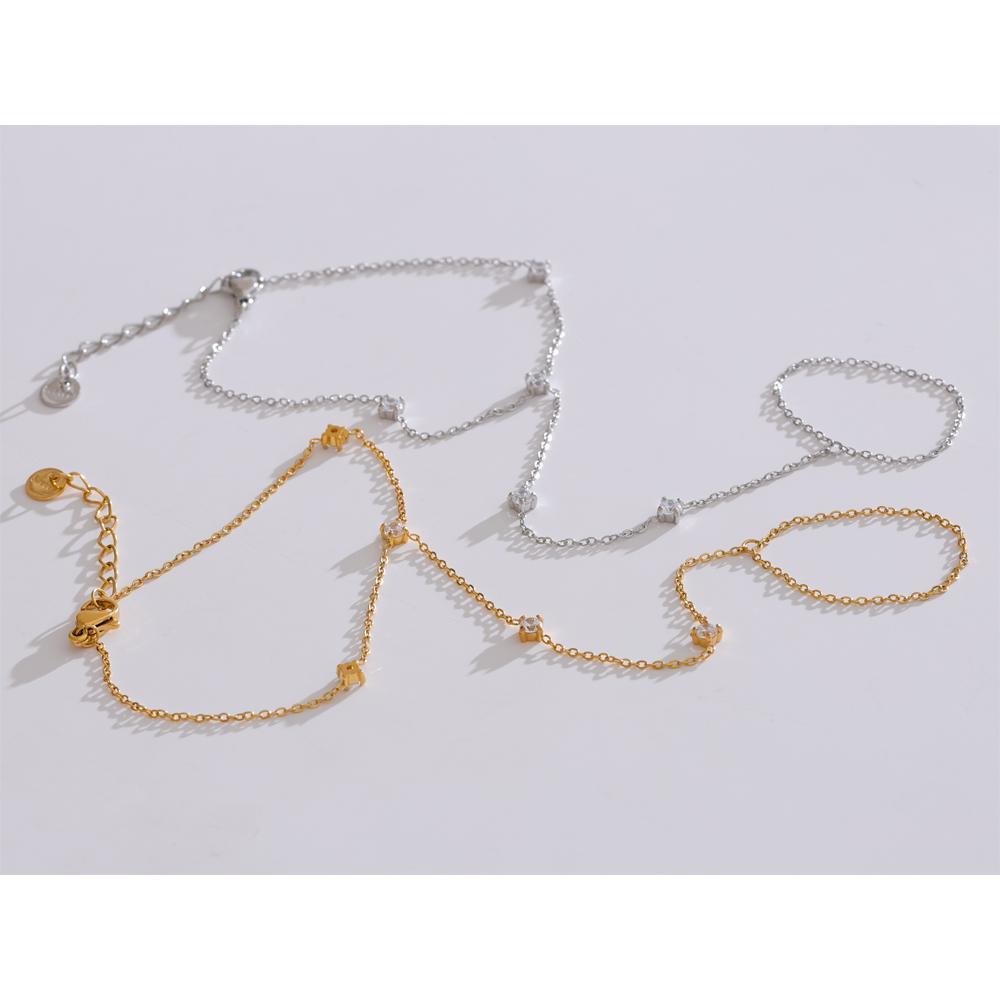 Yhpup Модный браслет-цепочка на тыльную сторону кисти с циркониевыми бусинами из нержавеющей стали, модный, шикарный, сексуальный, водонепроницаемый, оптовый, подарок