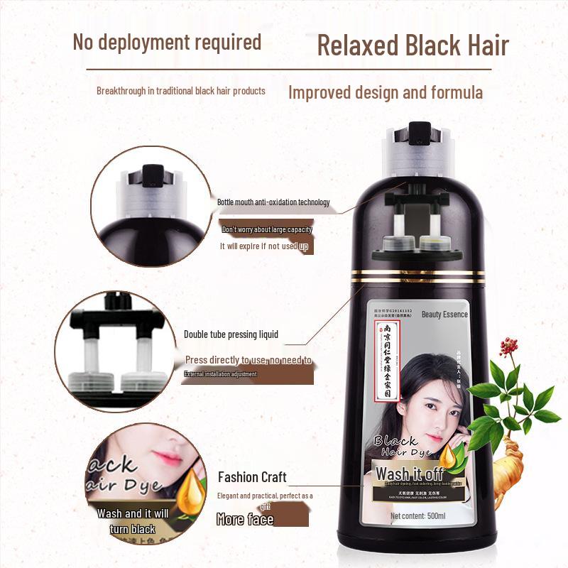 Травяная краска для волос Nanjing Tongrentang - Черный за одно мытье, нежная к коже головы, закрашивание седины.