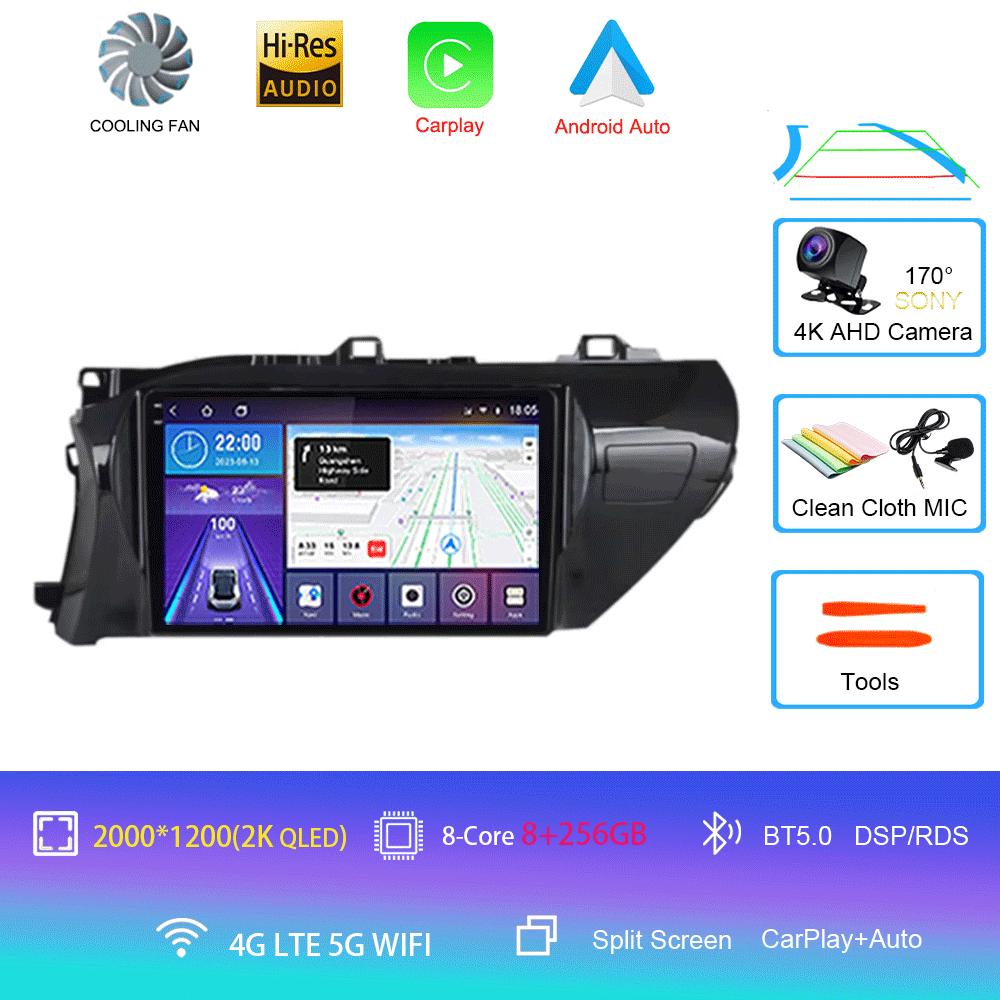 Для Toyota Hilux 2016 2017 2018 Автомагнитола Android 14 Carplay Auto 2K Экран Мультимедийный плеер 2din Авторадио Стерео Головное устройство