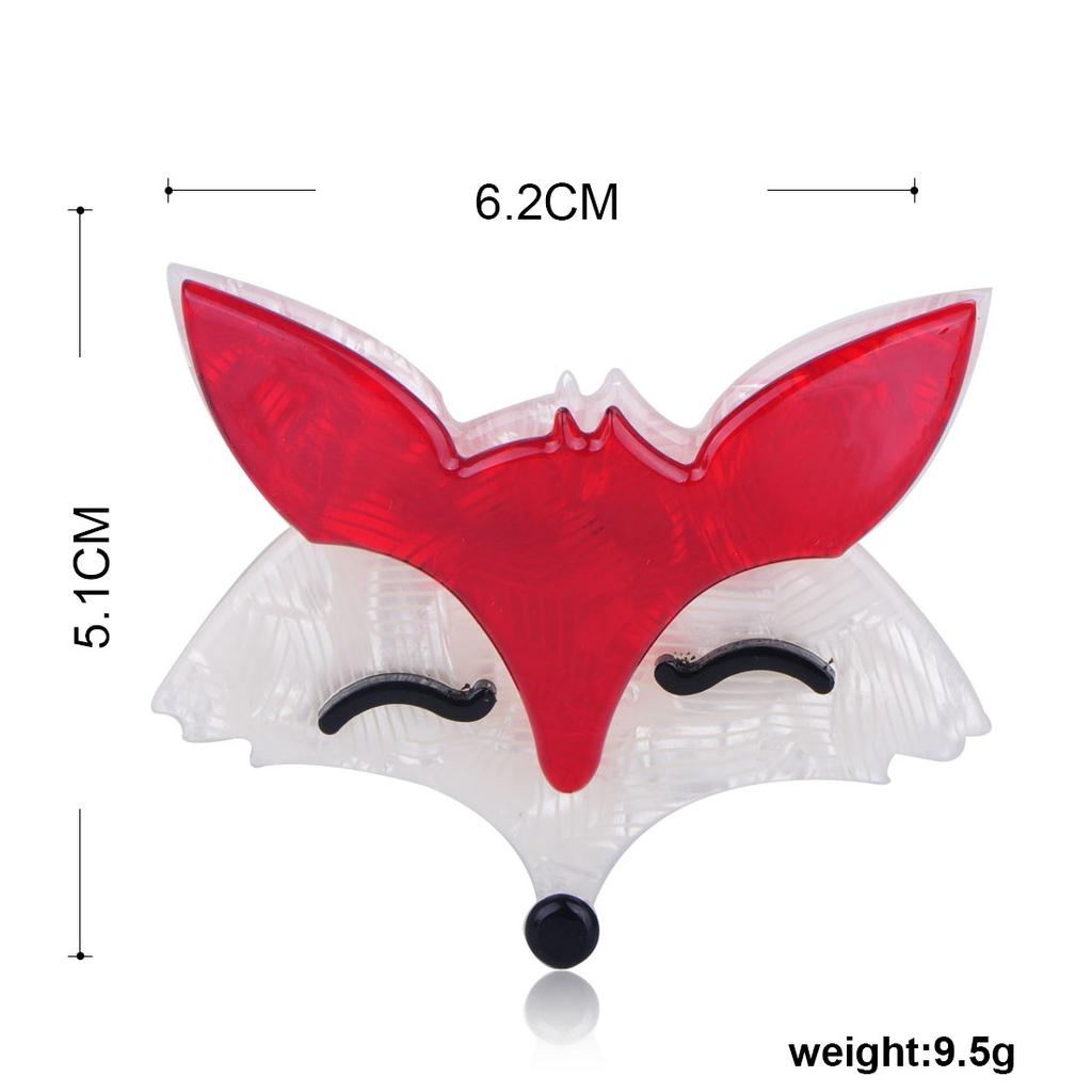 Lovely Red Fox Shape Brooches Striated Acrylic Jewelry For Children Girls Scarf Hat Bag Corsage Pin New Year Gift